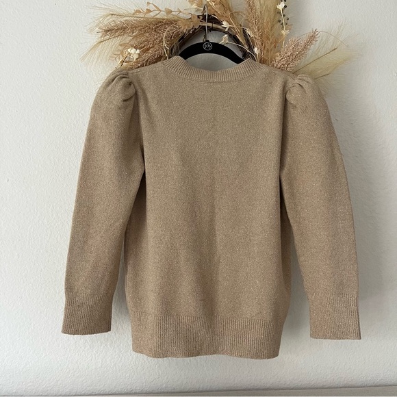 CO COLLECTION Designer Metallic Knit Puff Sleeve Sweater - Picture 7 of 12